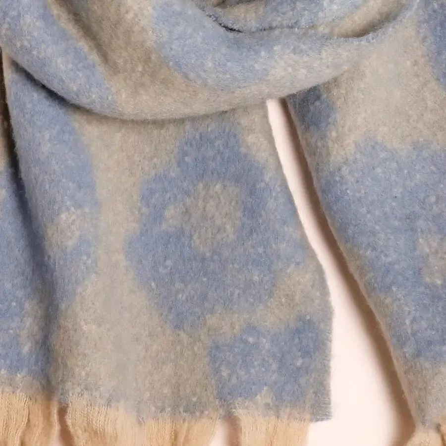 Blue and White Leopard Print Winter Scarf