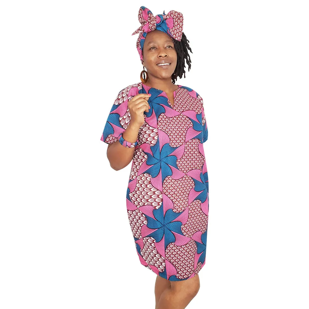 Blue Pedals Dashiki Mini Dress