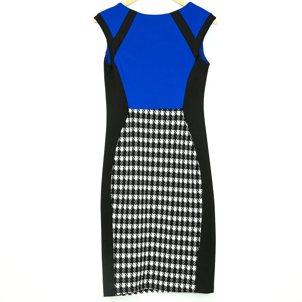 Blue Printed Sheath Evening Dress (Enfocus)