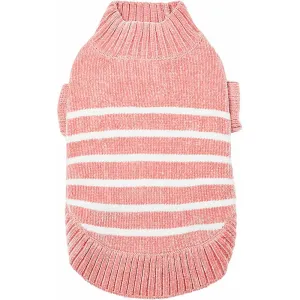 Blueberry Pet Soft Chenille Striped Sweater Dusty Rose
