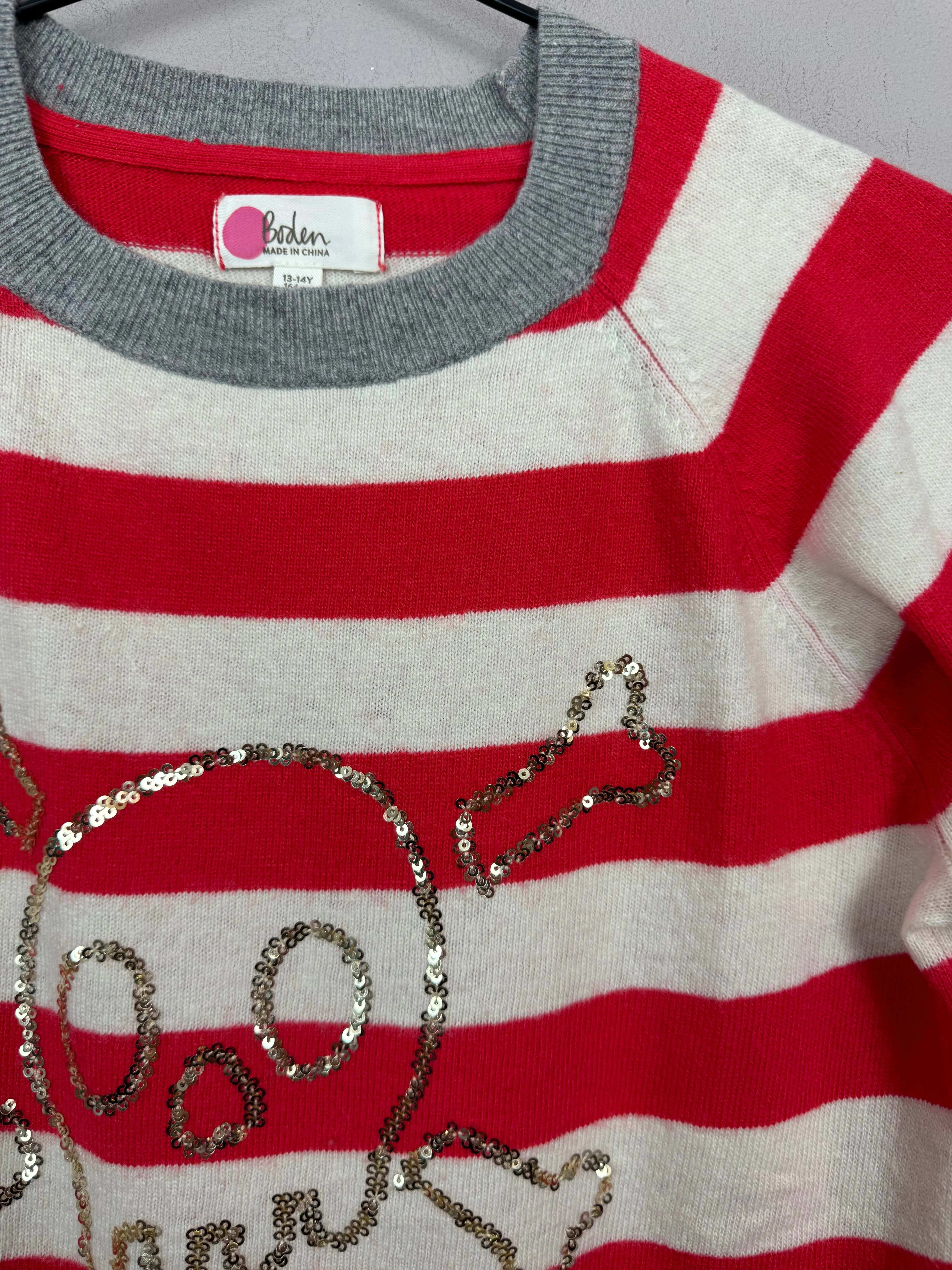 Boden red stripe Skull & Crossbones Jumper 13-14y