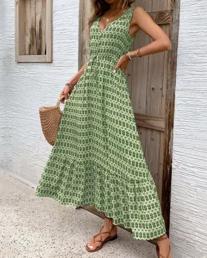 Boho Floral Maxi Dress | Sleeveless V-Neck Summer Boho Dresses for Women