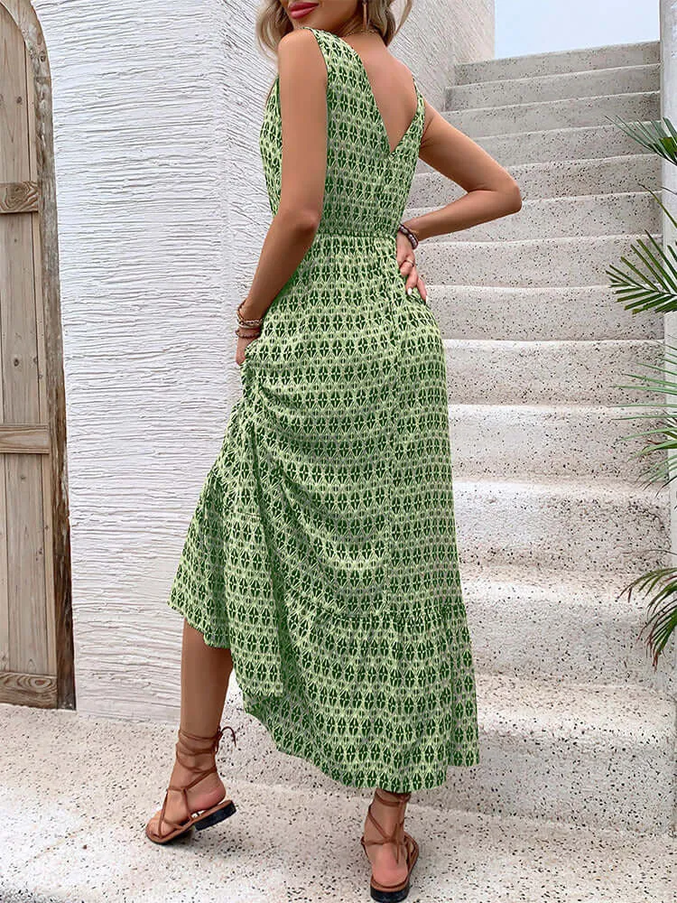 Boho Floral Maxi Dress | Sleeveless V-Neck Summer Boho Dresses for Women