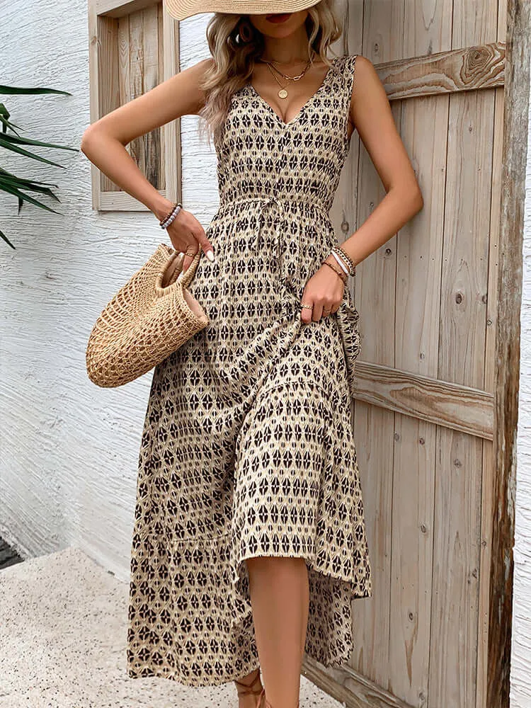 Boho Floral Maxi Dress | Sleeveless V-Neck Summer Boho Dresses for Women