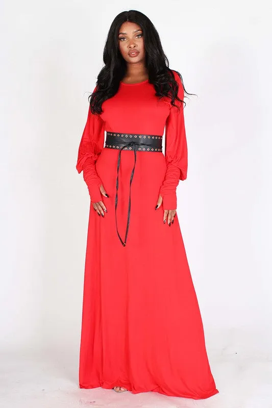 Bubble Sleeve Maxi Dress