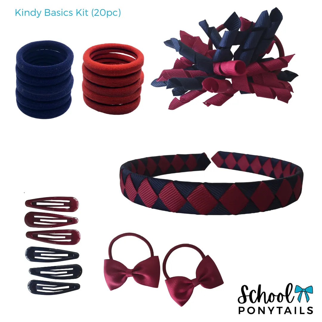 Burgundy & Light Grey Hair Accessories