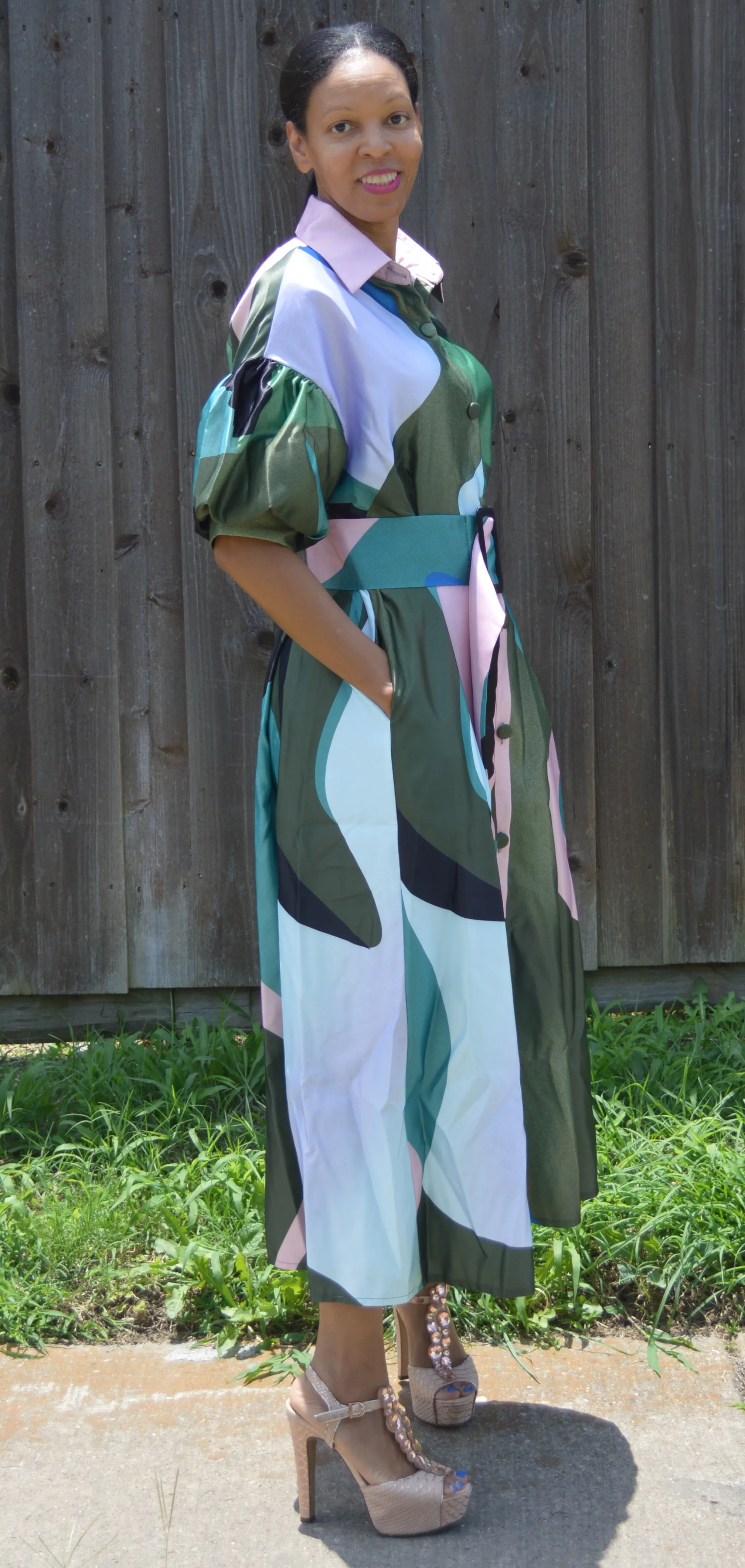 Button Down Collar Maxi Dress