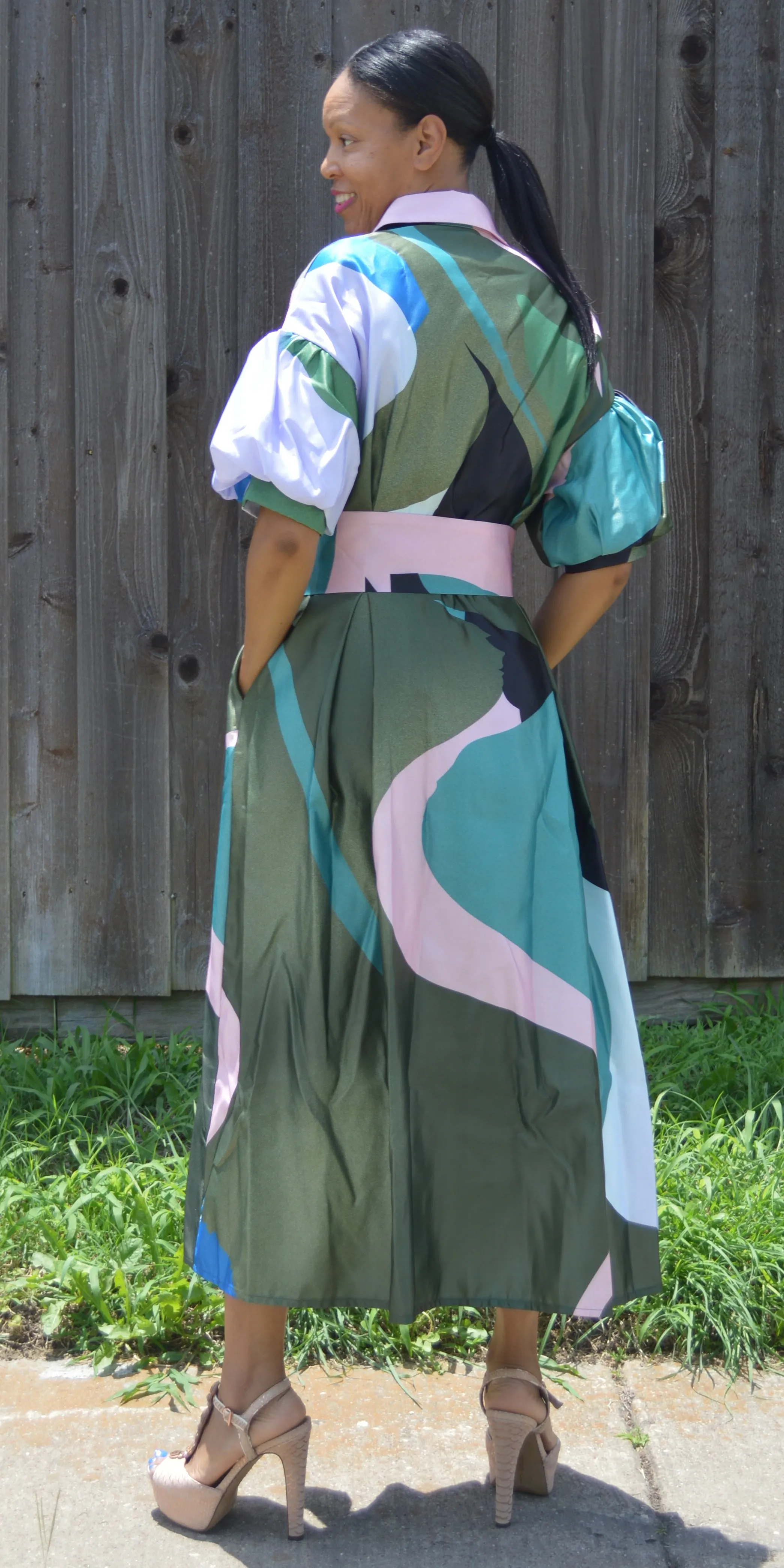 Button Down Collar Maxi Dress