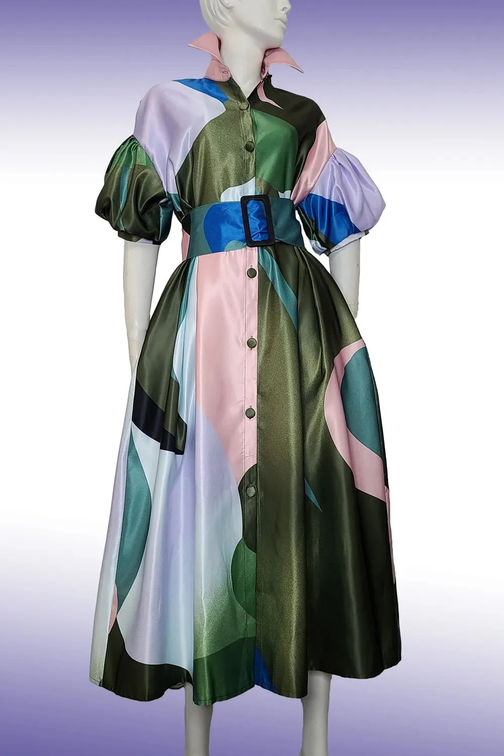 Button Down Collar Maxi Dress