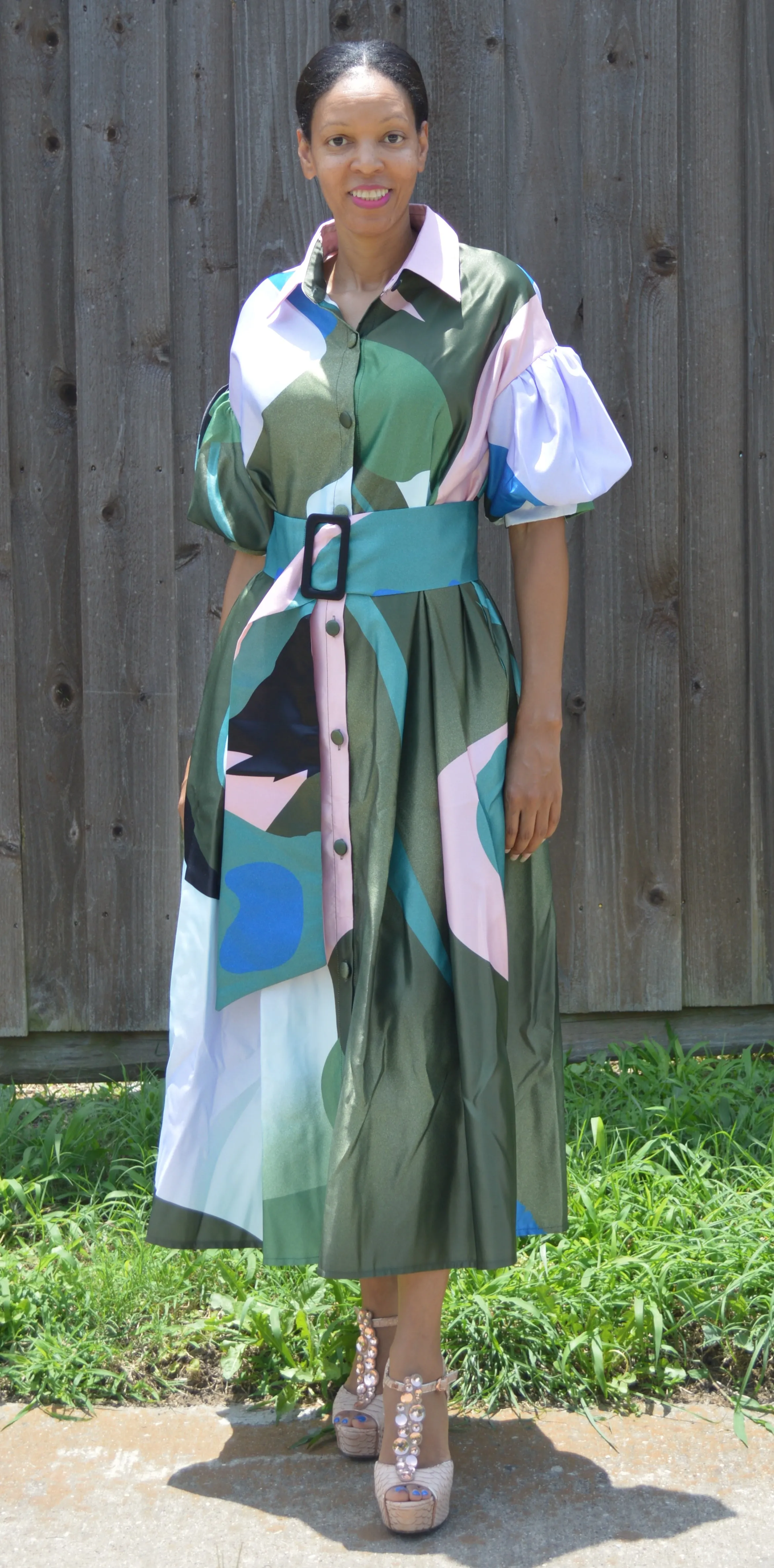 Button Down Collar Maxi Dress
