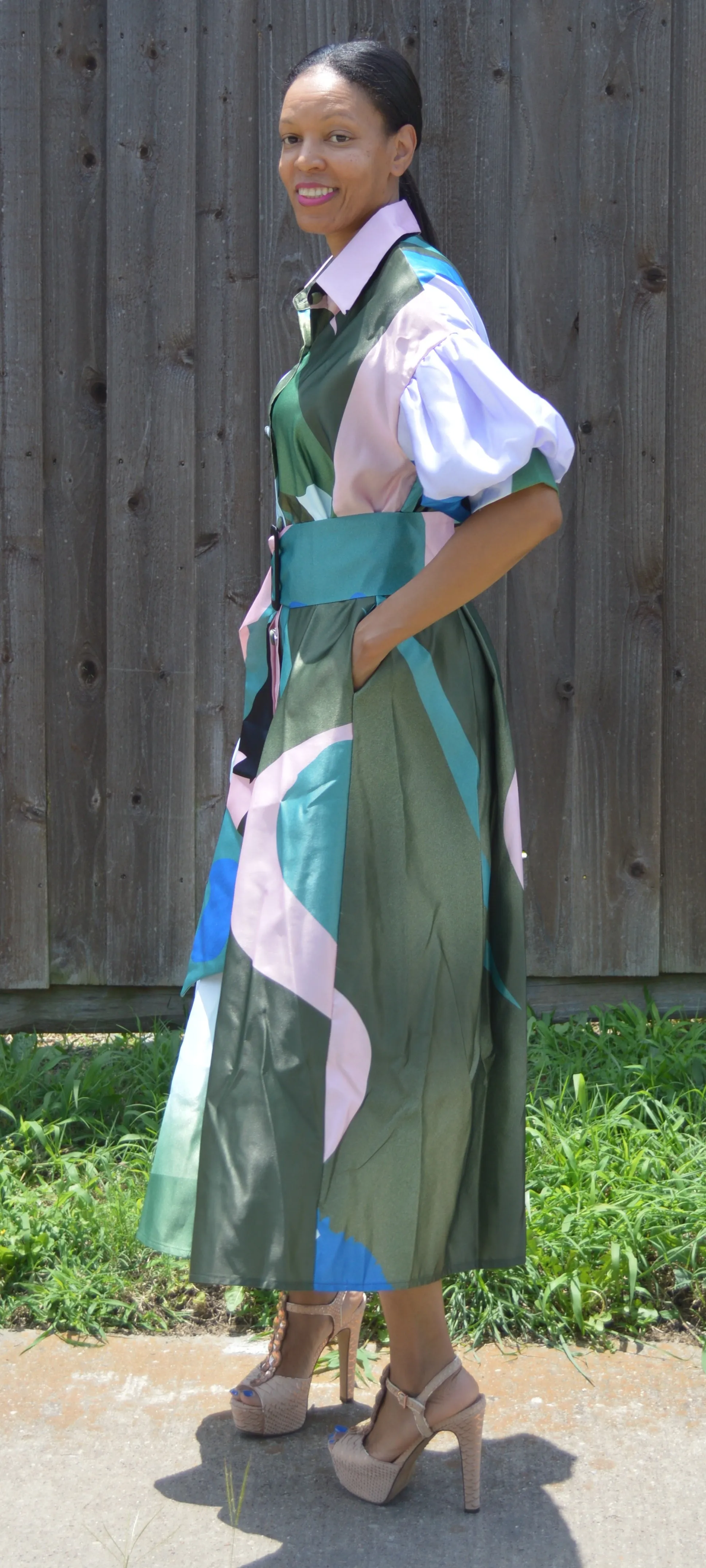 Button Down Collar Maxi Dress
