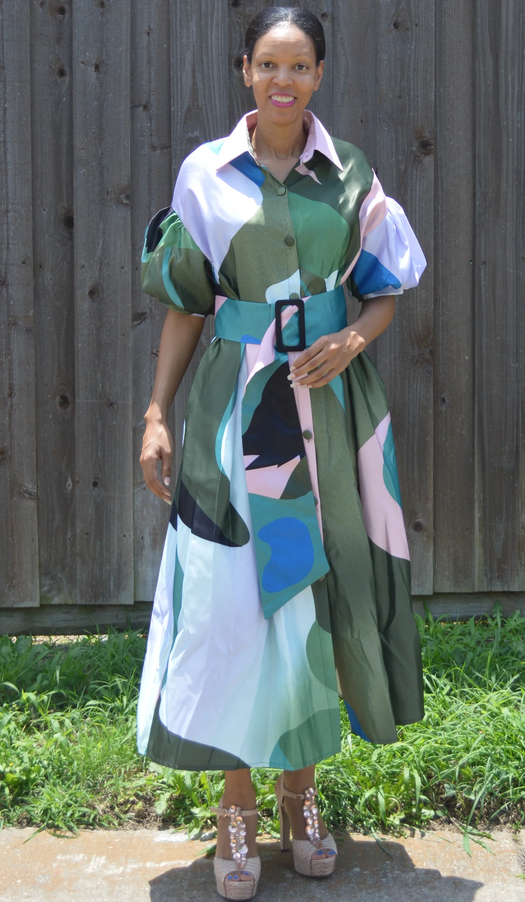 Button Down Collar Maxi Dress