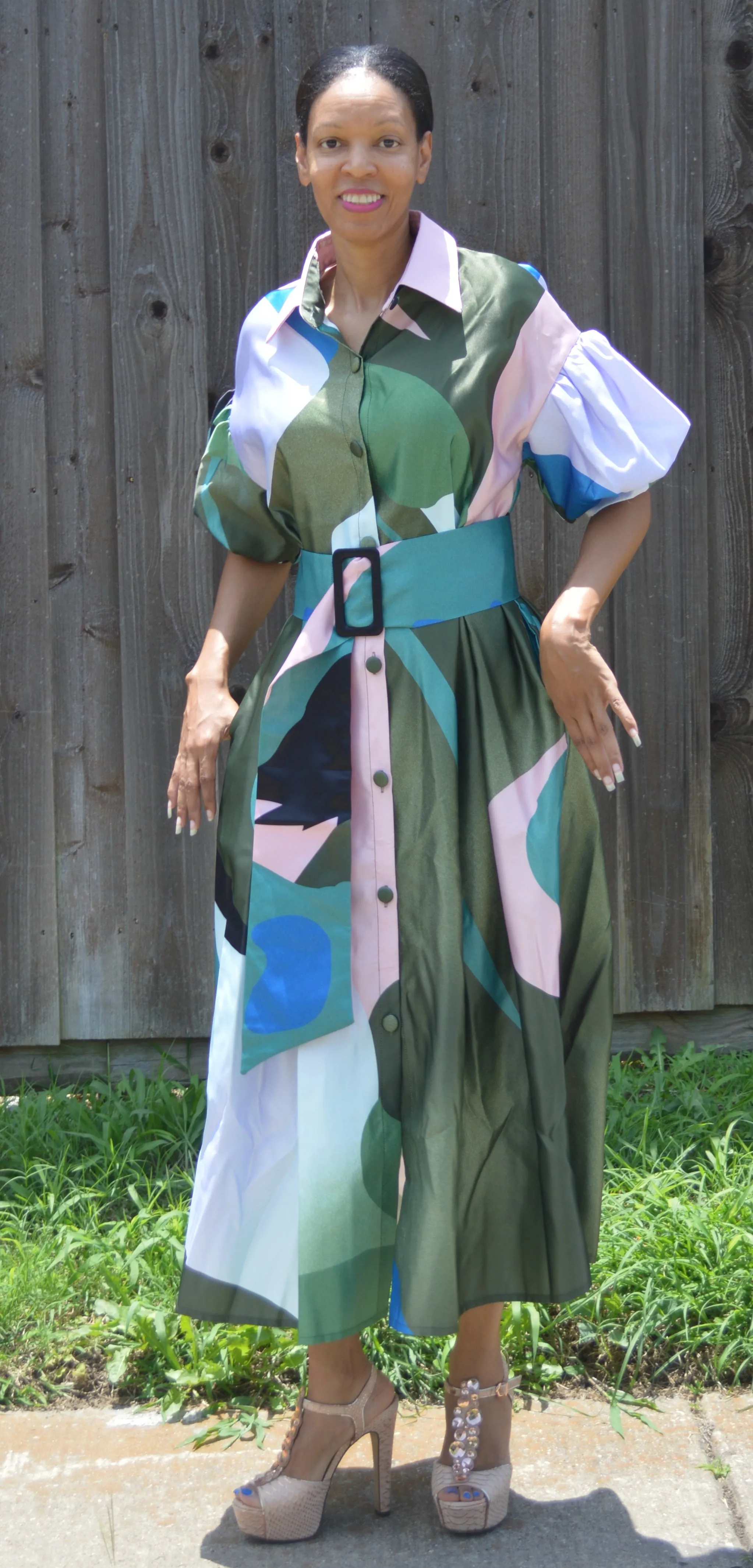 Button Down Collar Maxi Dress