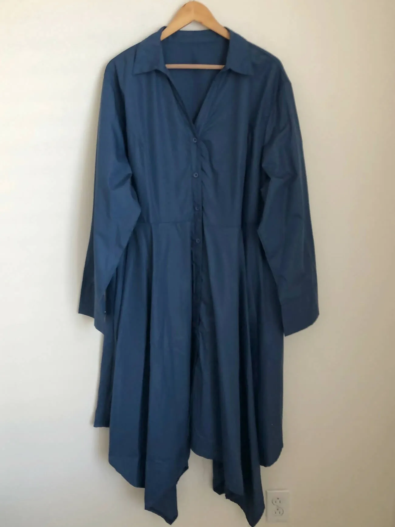 Button down flowy long sleeve dress