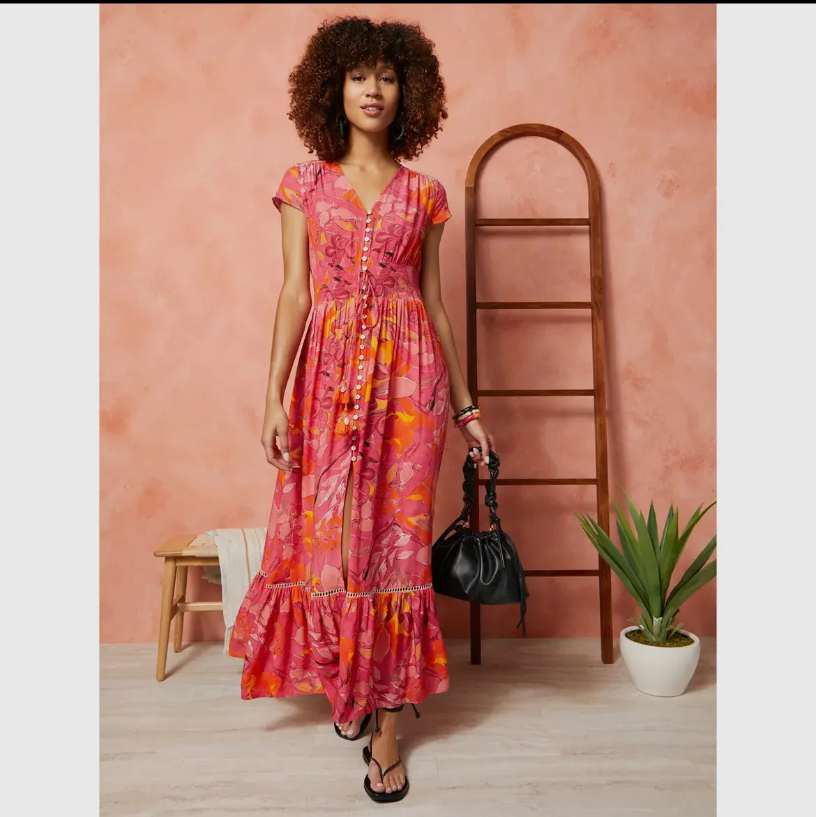 Button Front Maxi Dress