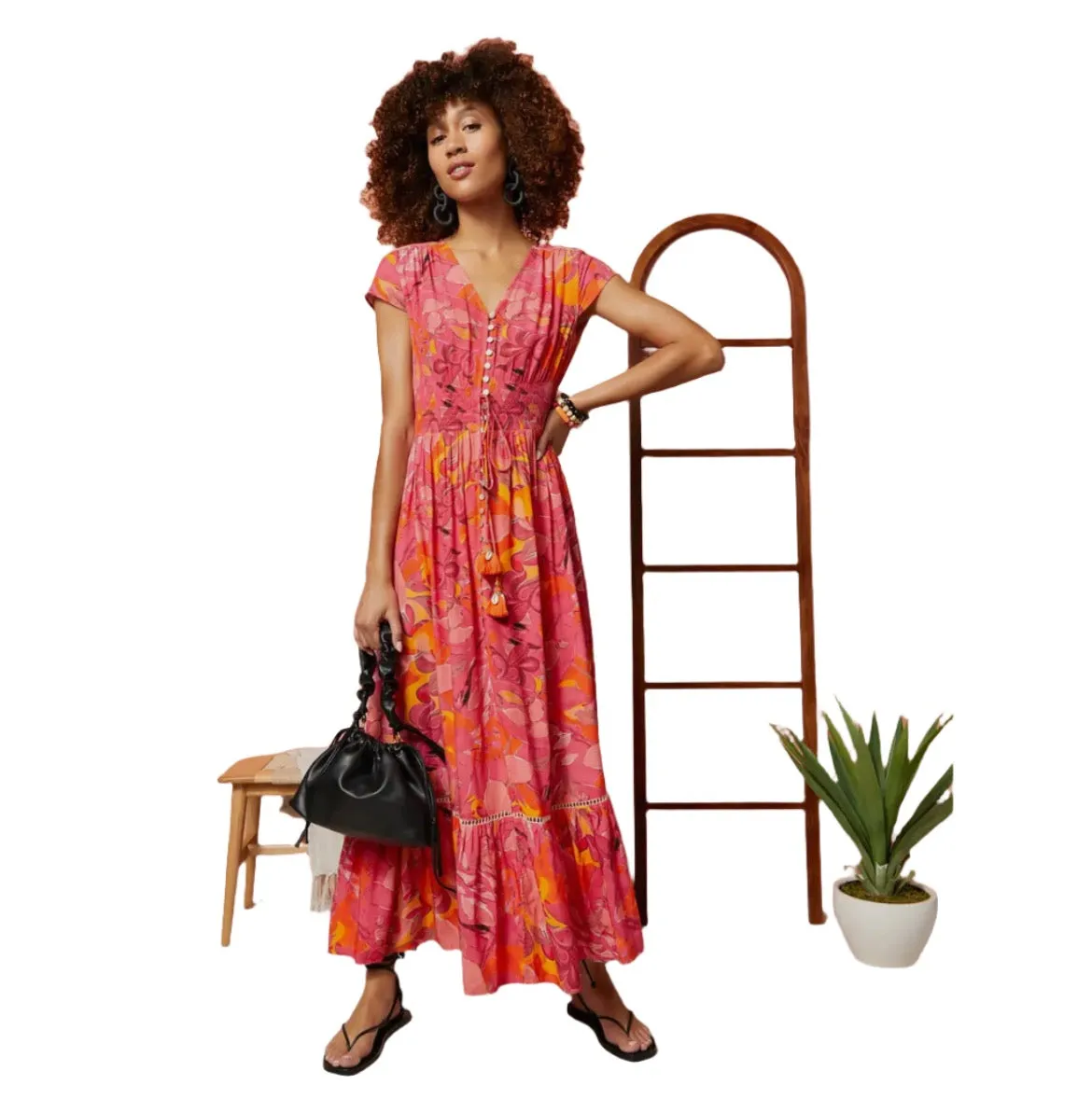 Button Front Maxi Dress