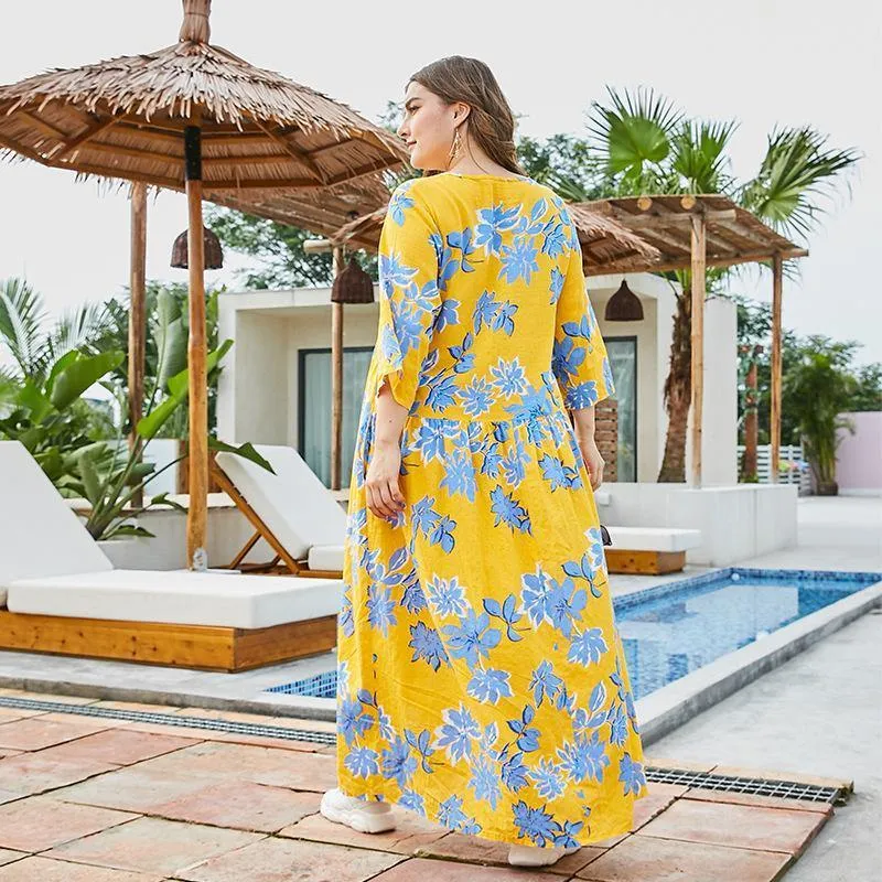 Casual Loose Half Sleeves Maxi Dresses