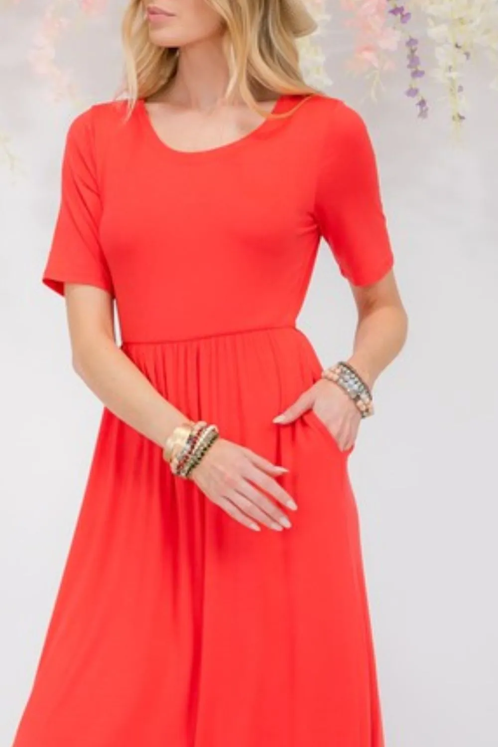Celeste Full Size Round Neck Short Sleeve Maxi Dress with Pockets Plus Size