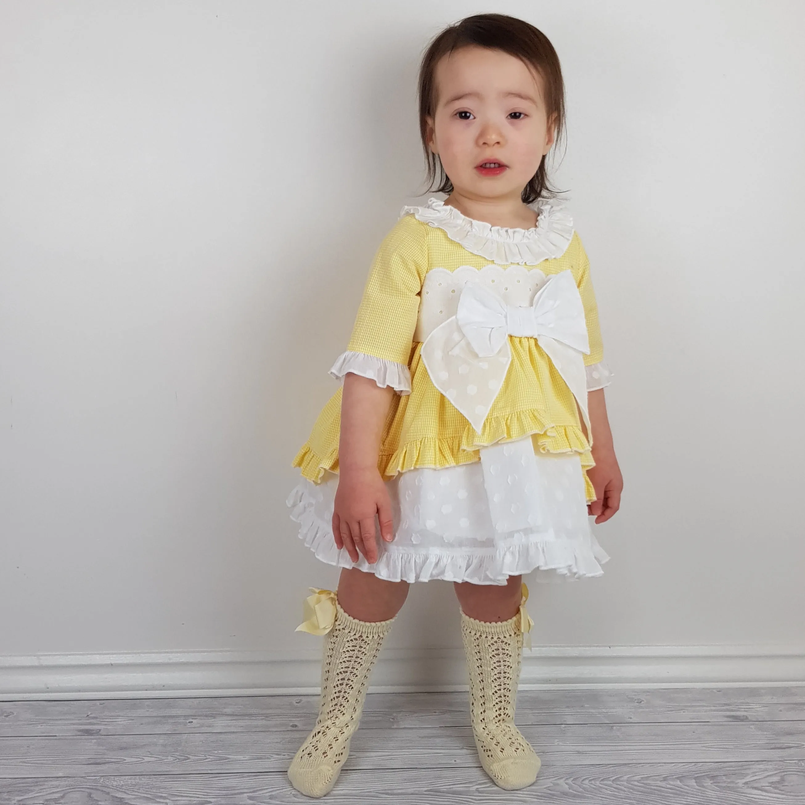 Ceyber Baby Girls Yellow Sleeved Dress 3M