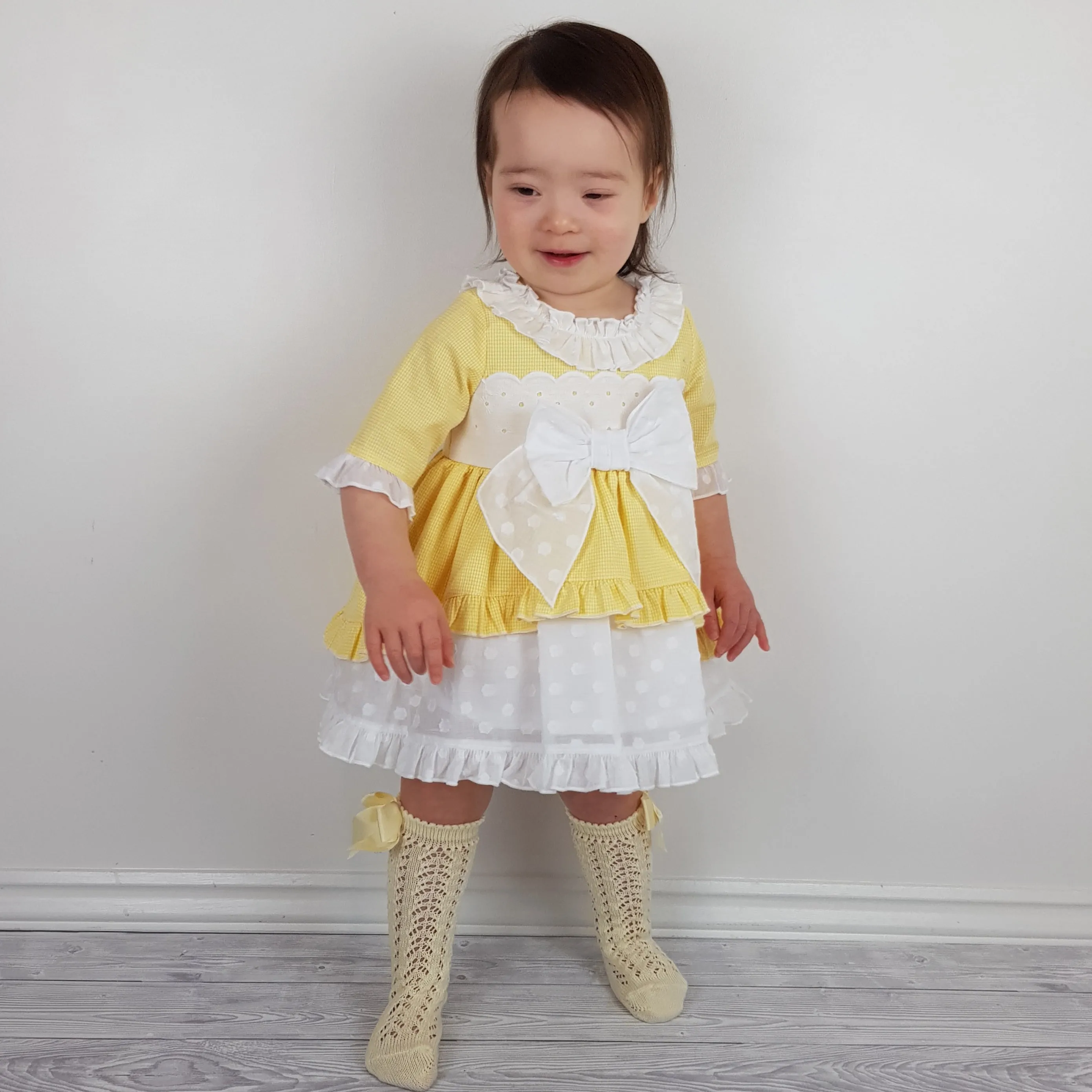 Ceyber Baby Girls Yellow Sleeved Dress 3M