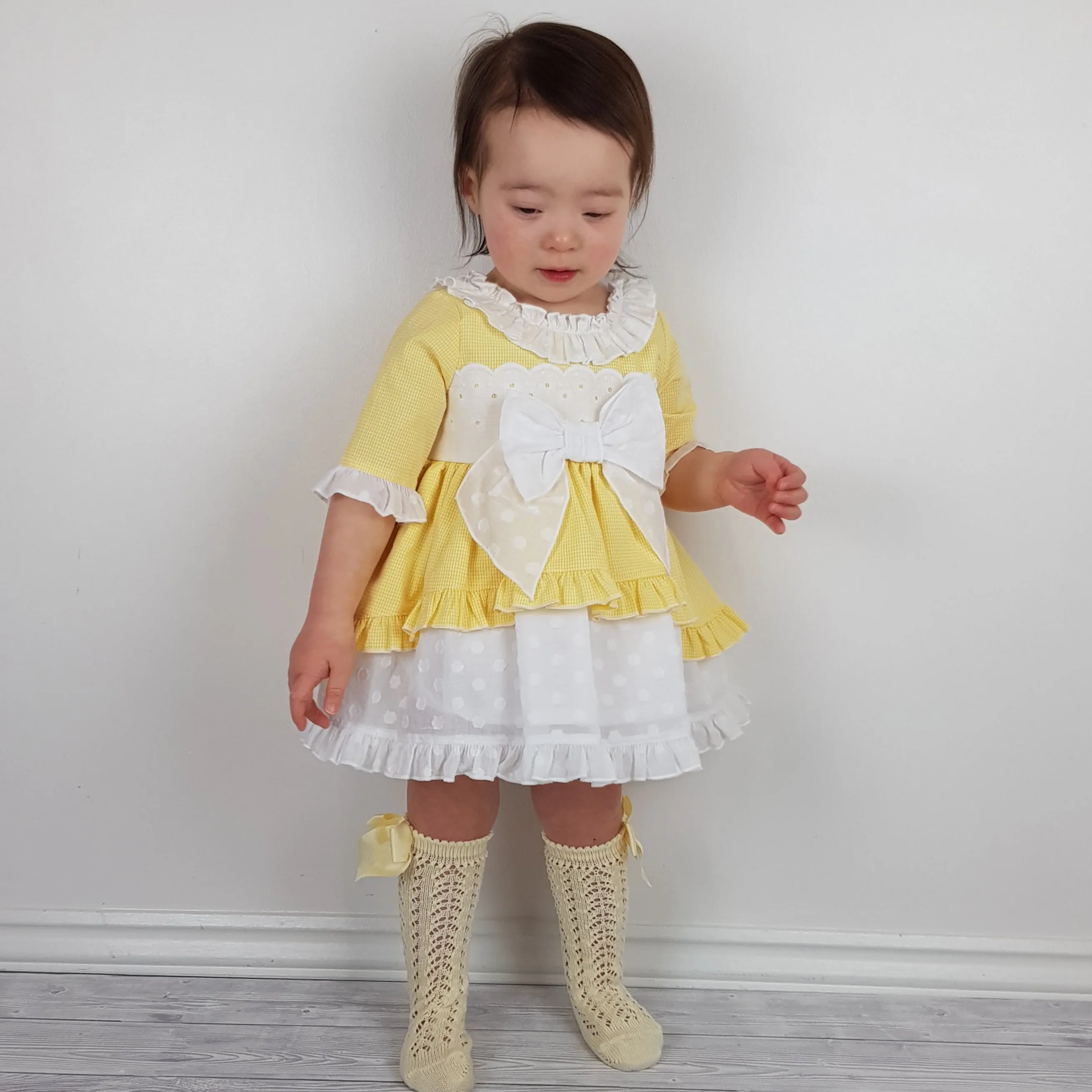 Ceyber Baby Girls Yellow Sleeved Dress 3M