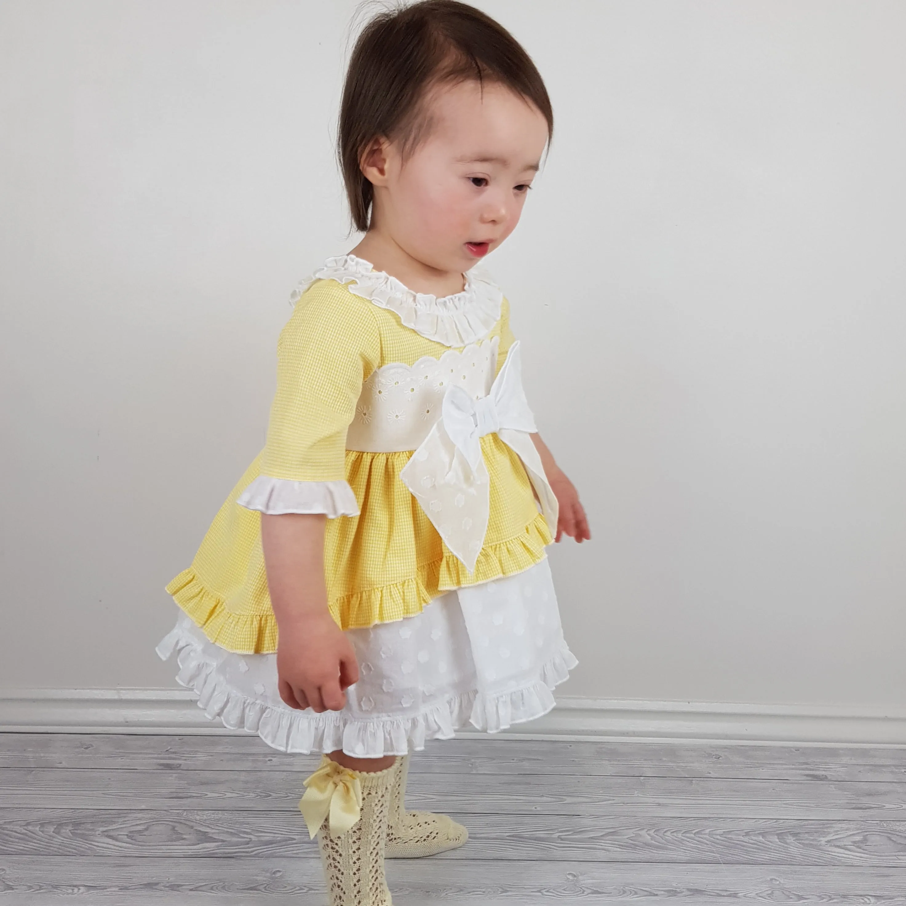 Ceyber Baby Girls Yellow Sleeved Dress 3M