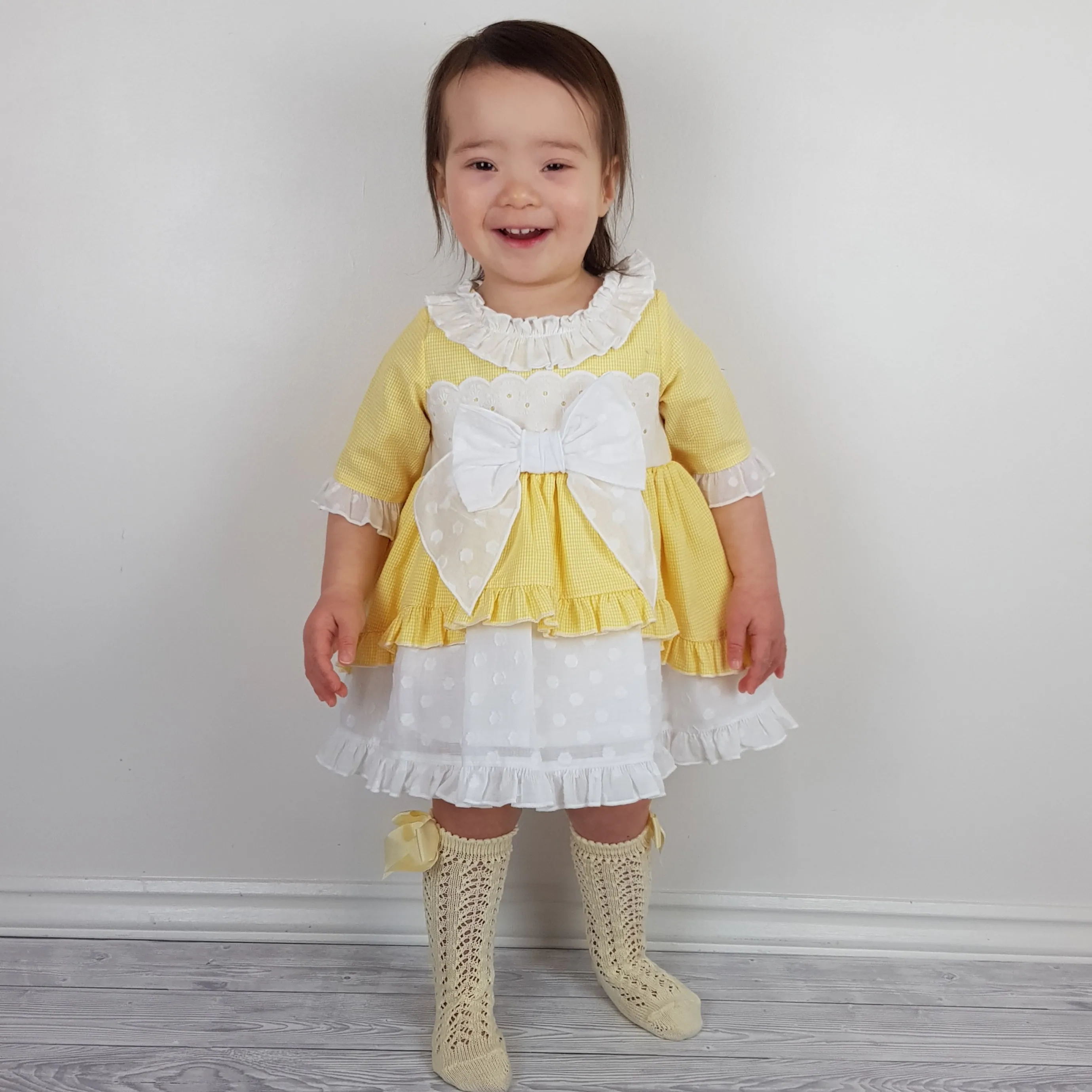Ceyber Baby Girls Yellow Sleeved Dress 3M