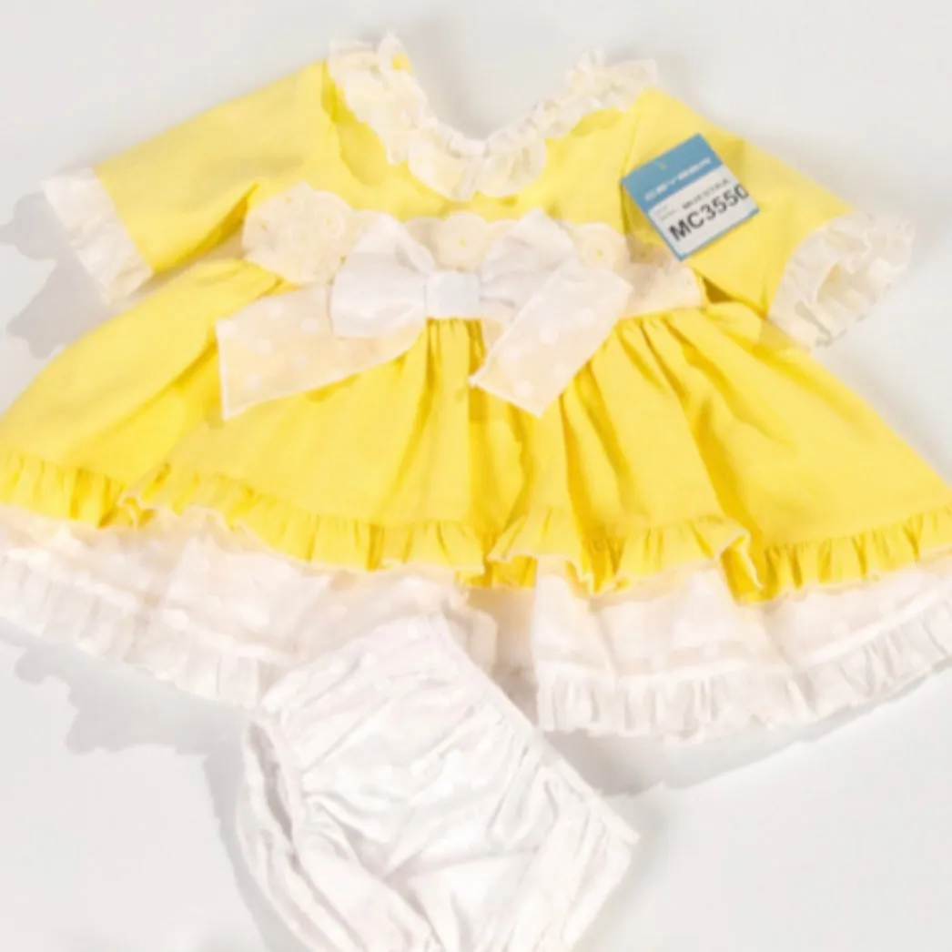 Ceyber Baby Girls Yellow Sleeved Dress 3M