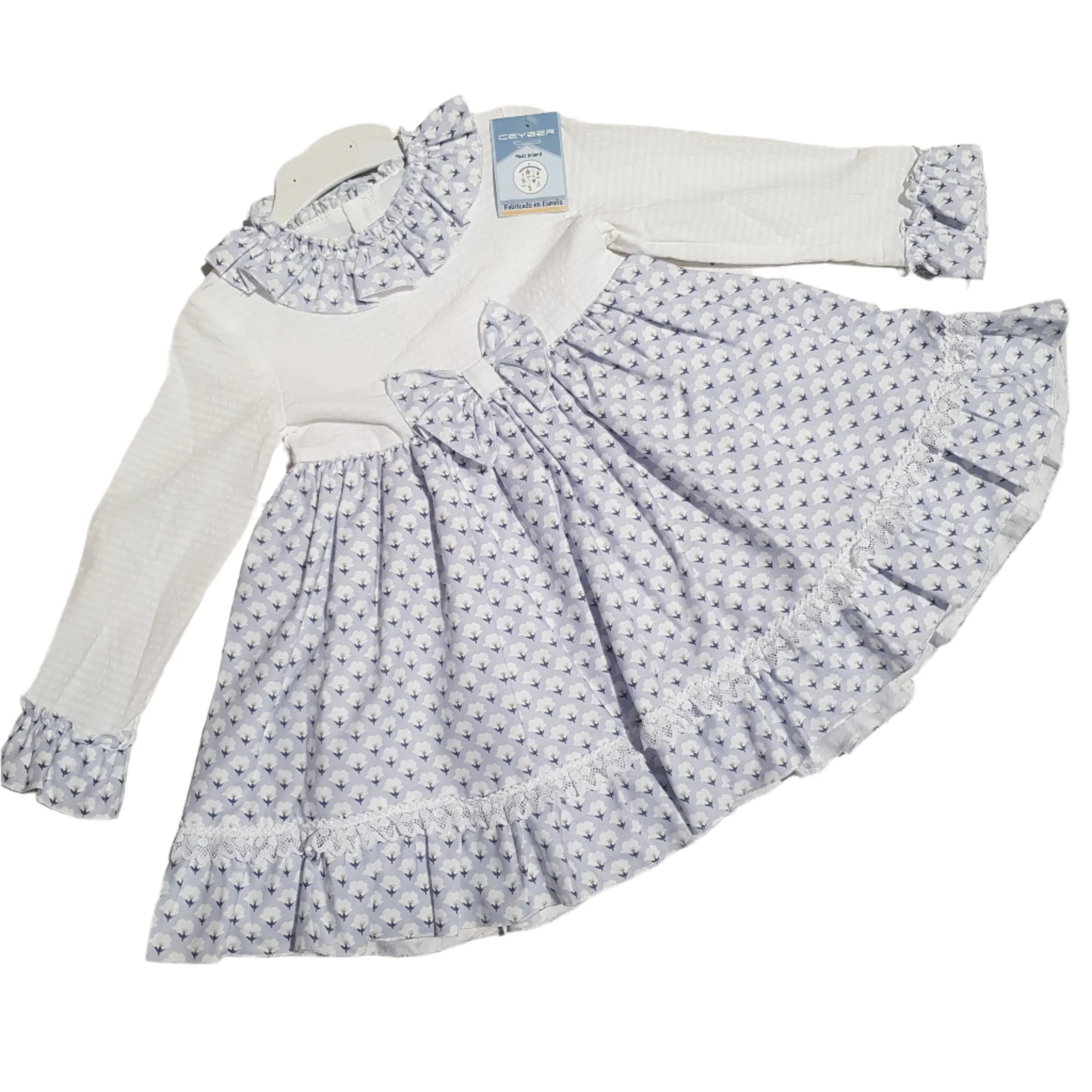 Ceyber Older Girls White & Blue Floral Dress