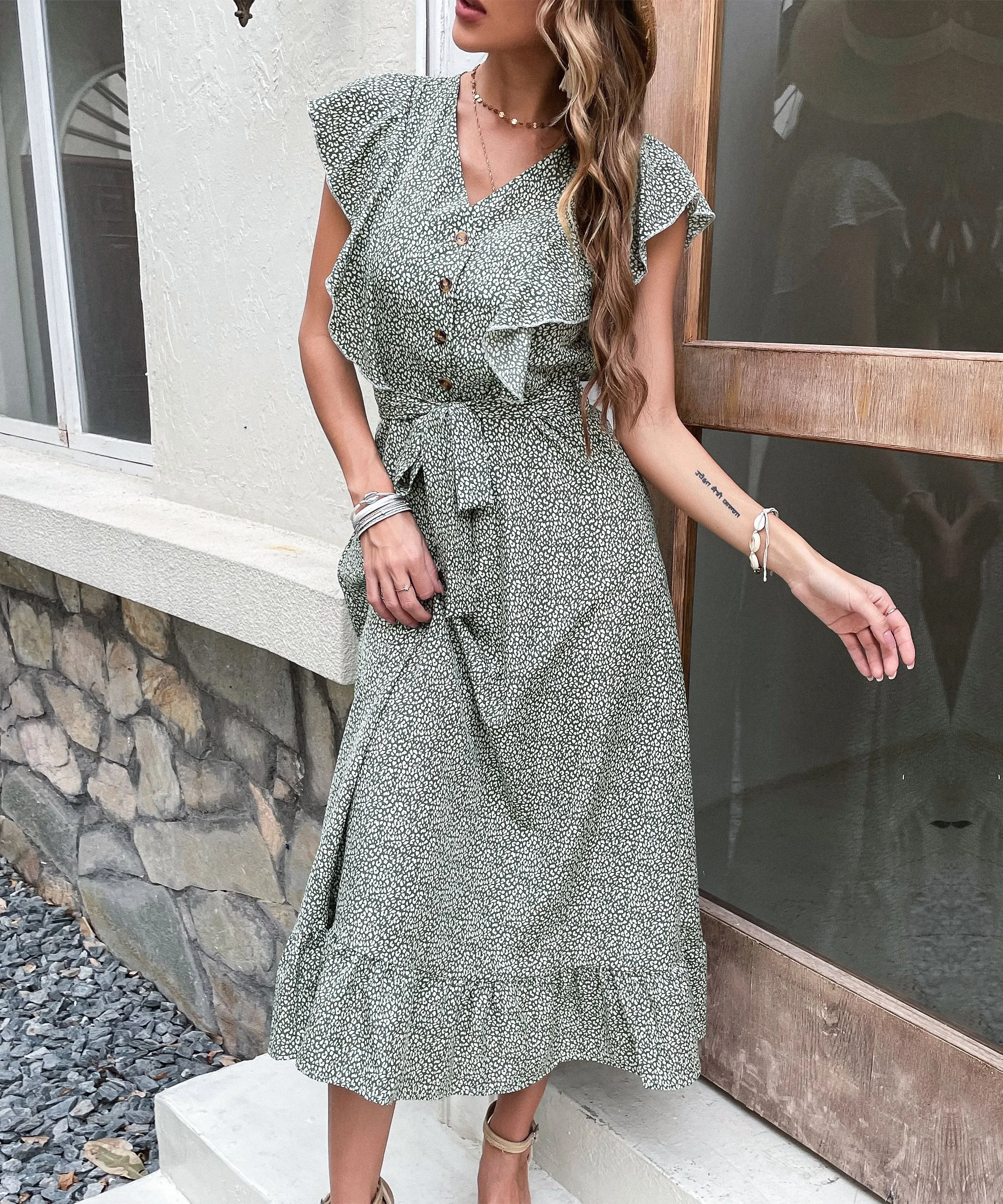 Chandey Dress - Green Print