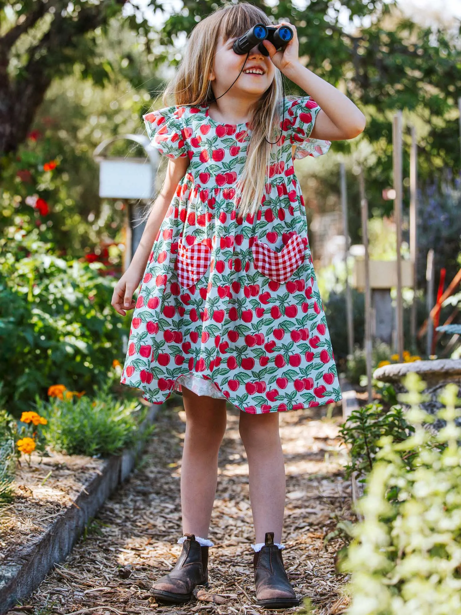 Cherry Heart Pocket Dress