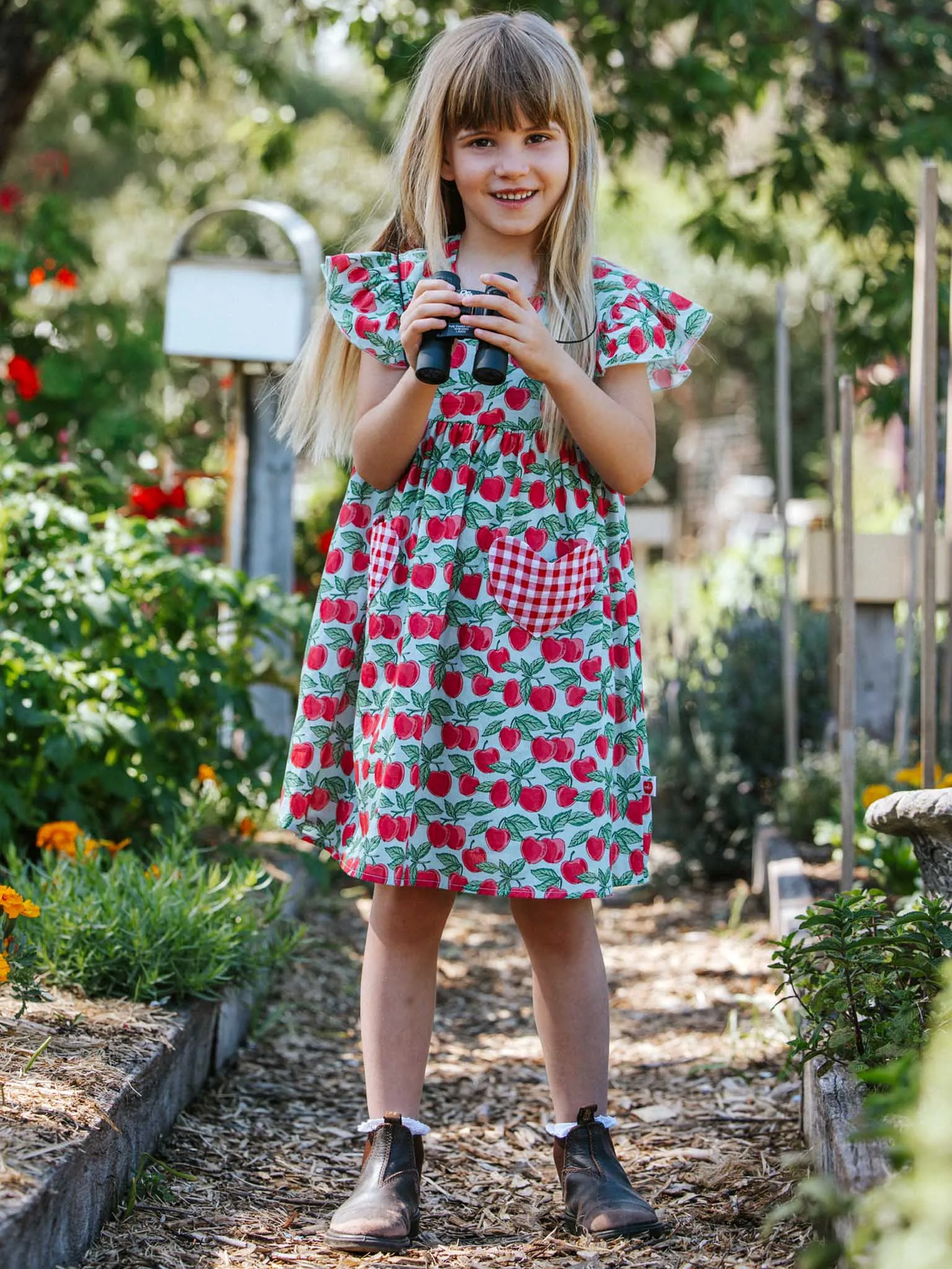 Cherry Heart Pocket Dress