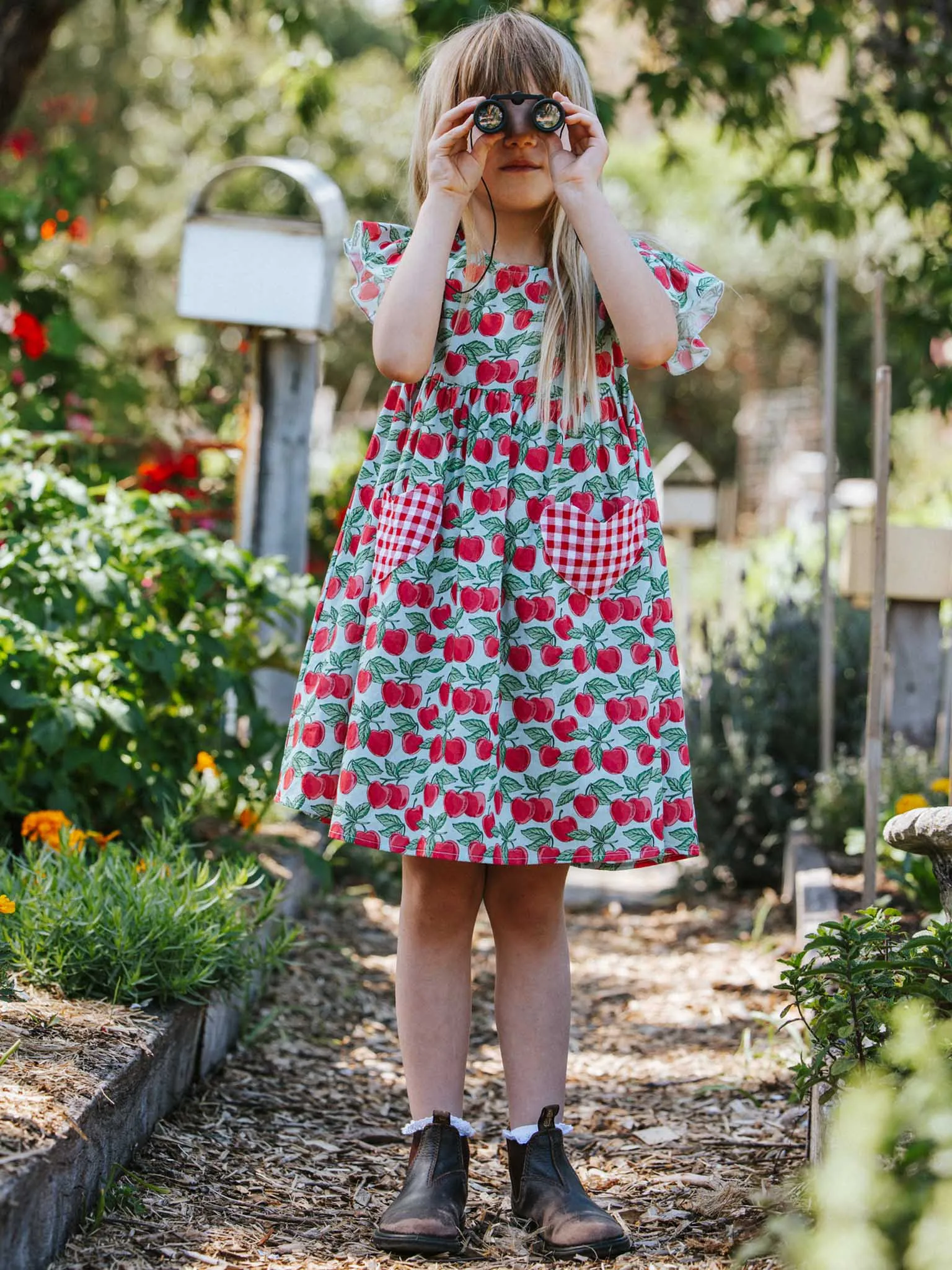 Cherry Heart Pocket Dress