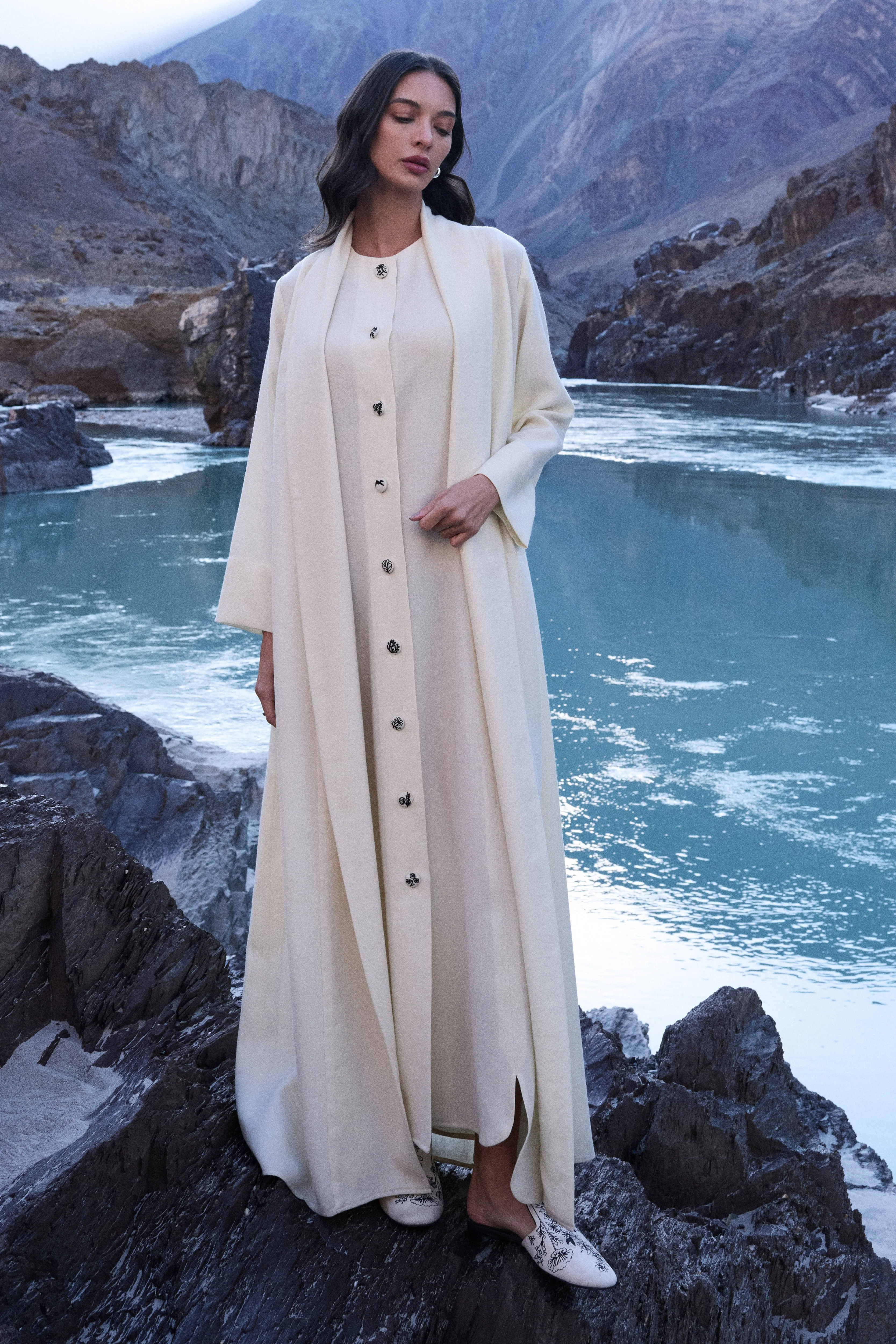 Chilling Woollen Dress (Ivory)