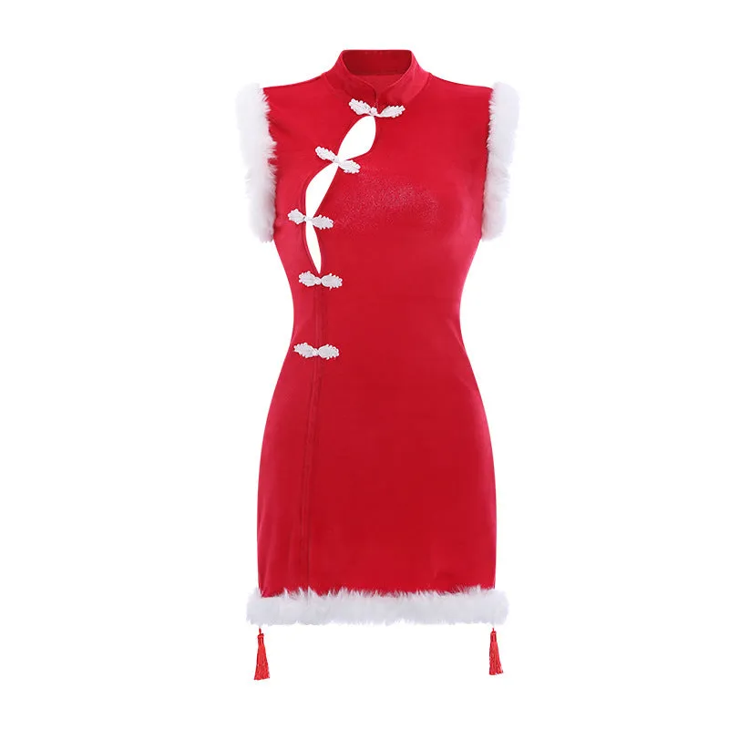 Christmas sexy cheongsam uniform yc50195