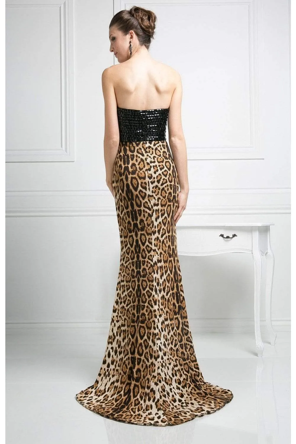 Cinderella Divine - S5235 Cheetah Printed Long Sheath Dress
