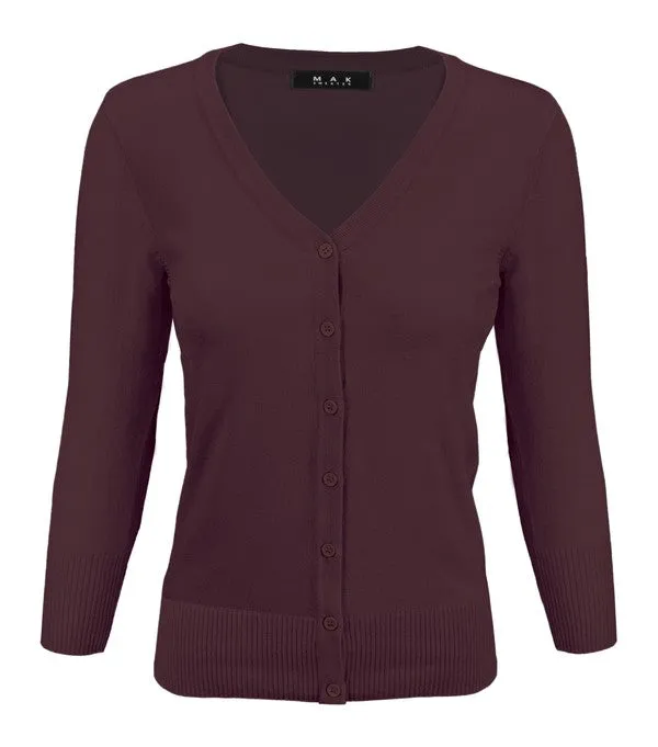 Classic V-Neck Button Down Plus Size Cardigan