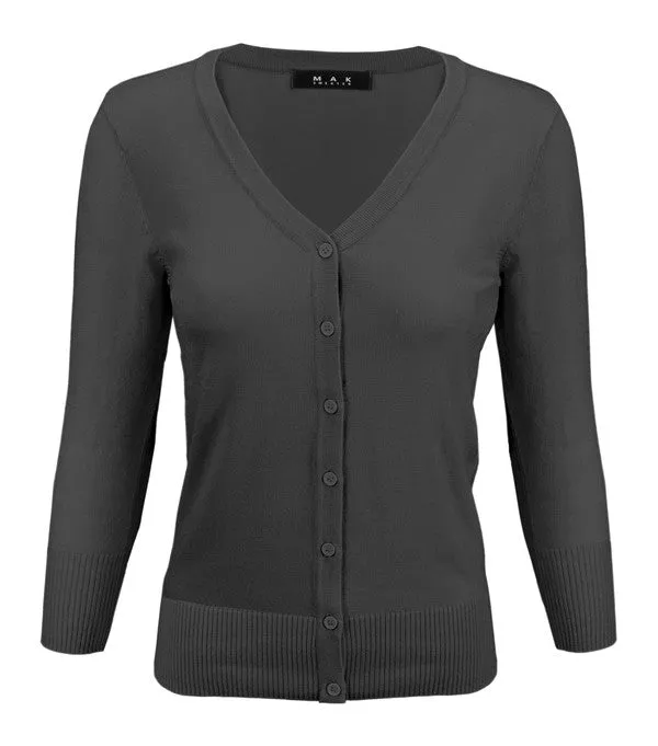 Classic V-Neck Button Down Plus Size Cardigan