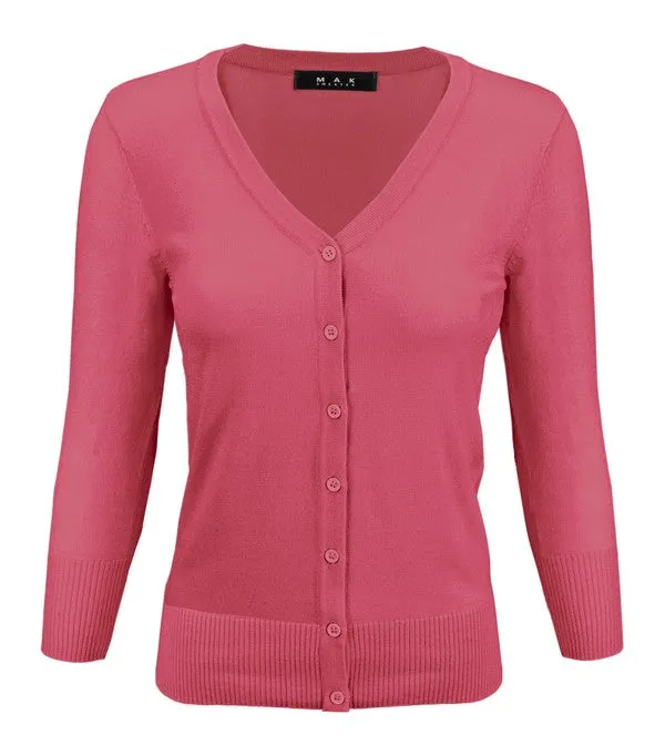 Classic V-Neck Button Down Plus Size Cardigan