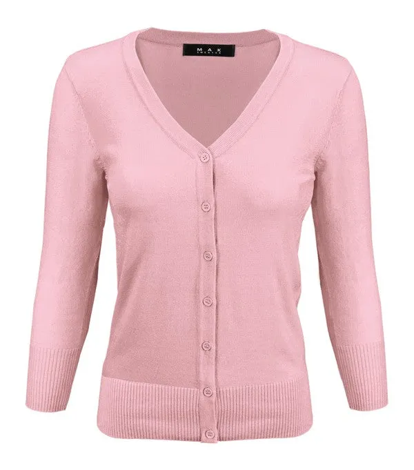 Classic V-Neck Button Down Plus Size Cardigan