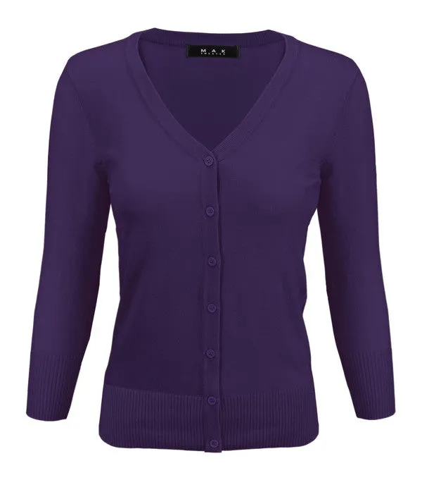 Classic V-Neck Button Down Plus Size Cardigan