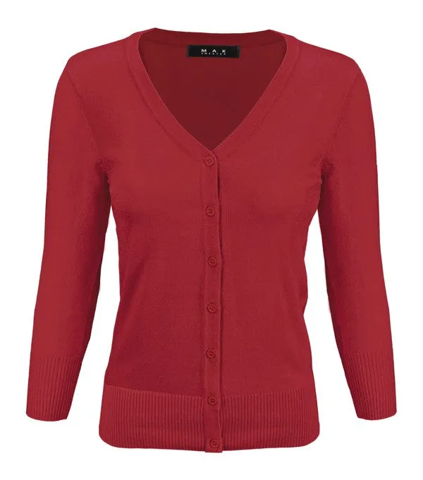 Classic V-Neck Button Down Plus Size Cardigan