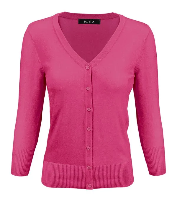 Classic V-Neck Button Down Plus Size Cardigan