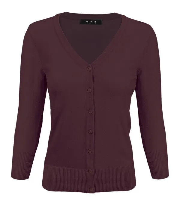 Classic V-Neck Button Down Plus Size Cardigan