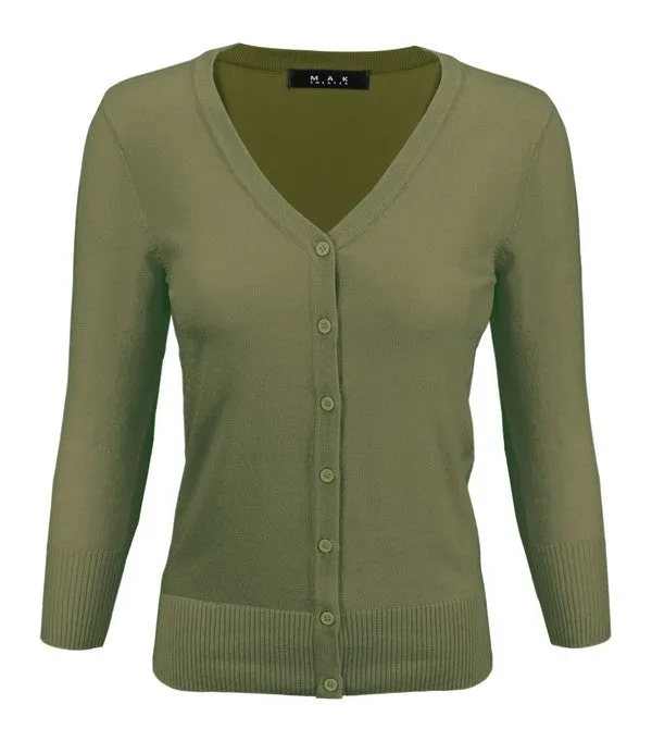 Classic V-Neck Button Down Plus Size Cardigan