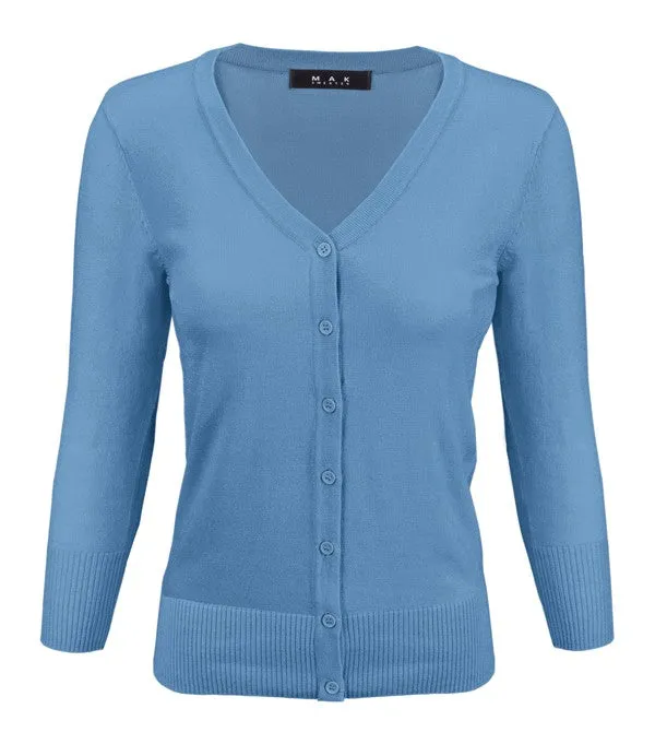 Classic V-Neck Button Down Plus Size Cardigan