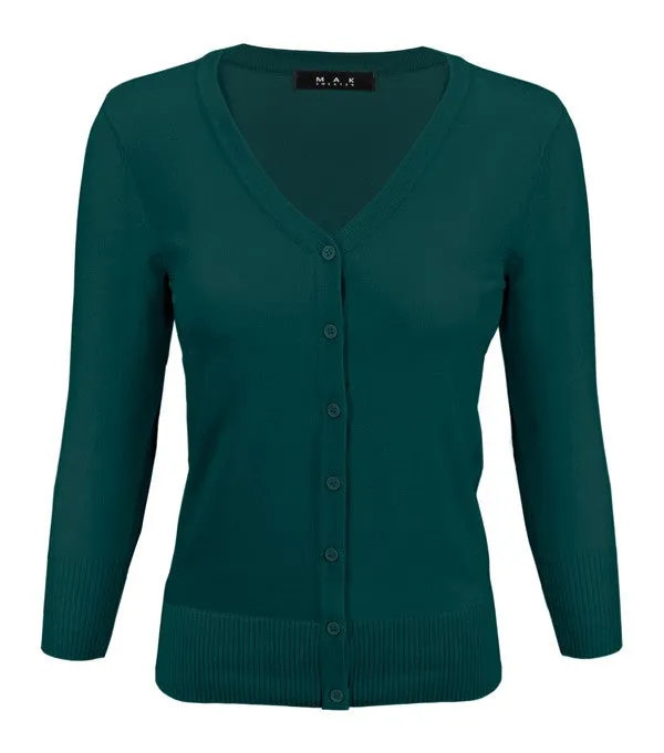 Classic V-Neck Button Down Plus Size Cardigan