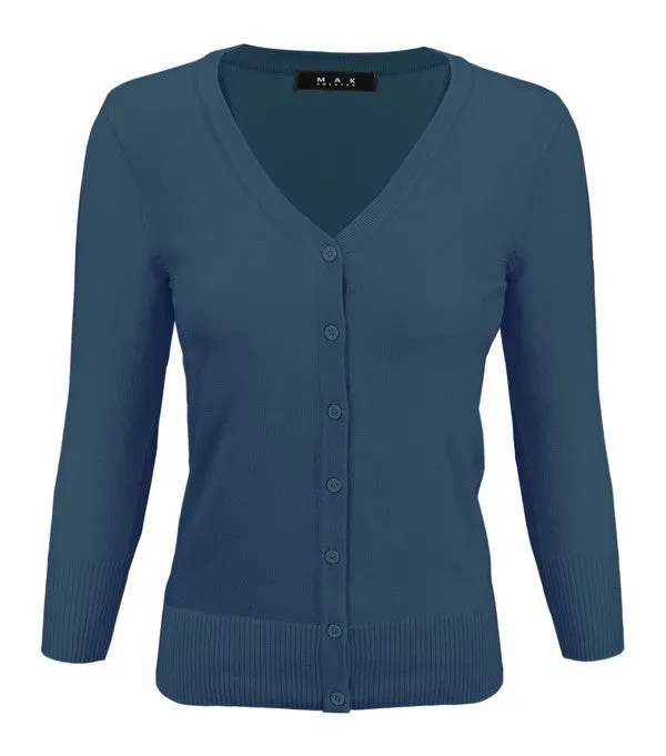 Classic V-Neck Button Down Plus Size Cardigan