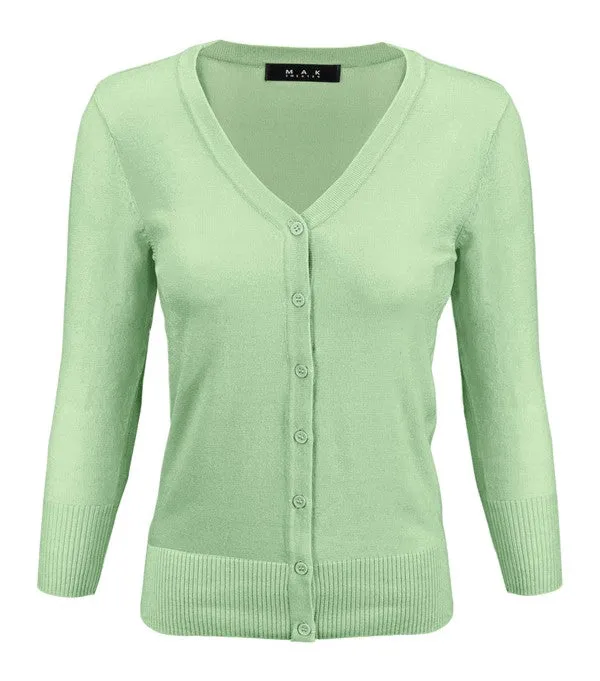 Classic V-Neck Button Down Plus Size Cardigan