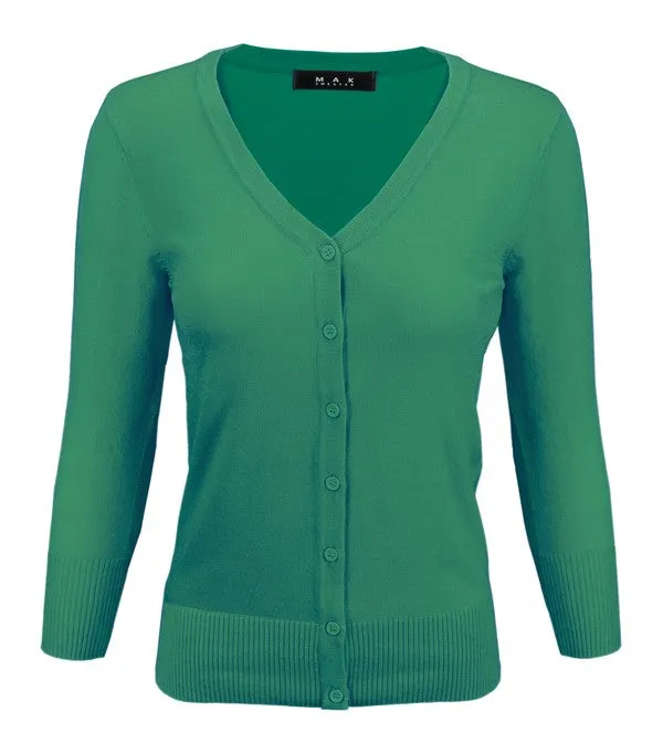 Classic V-Neck Button Down Plus Size Cardigan